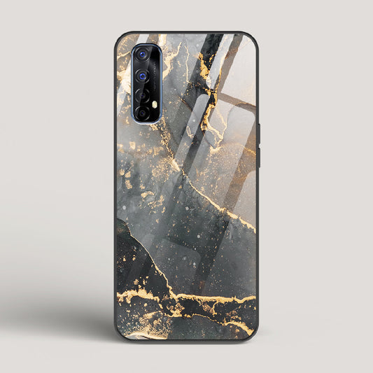 Black Gold Marble - Realme 7 Glass Case