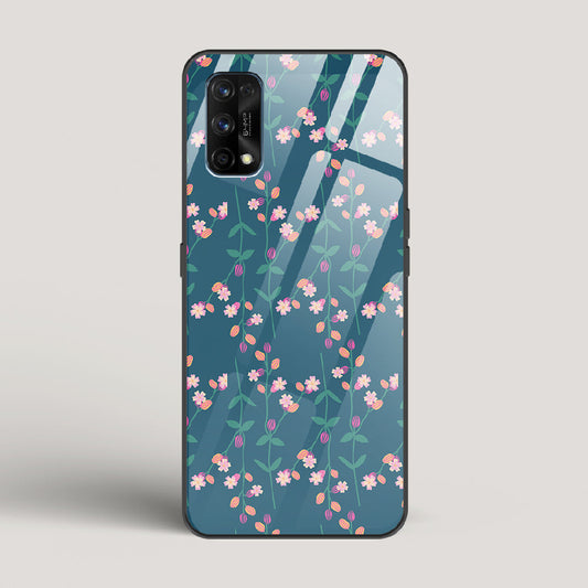 Blue Floral Pattern - Realme 7 Pro Glass Case