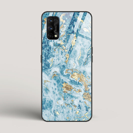 Blue & Gold Marble - Realme 7 Pro Glass Case