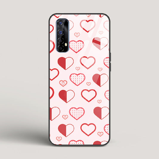 Abstract Heart Pattern - Realme 7 Glass Gripper Case