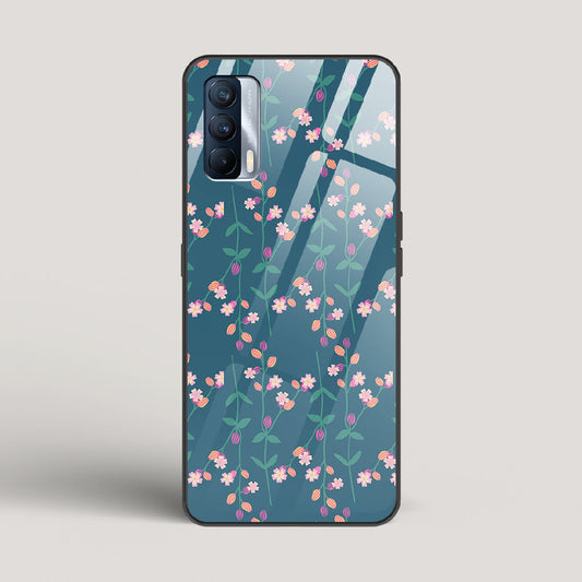 Blue Floral Pattern - Realme X7 Glass Case