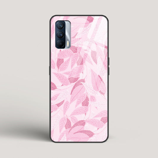 Pink Leaves Pattern - Realme X7 Glass Case