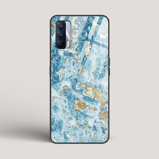 Blue & Gold Marble - Realme X7 Glass Case