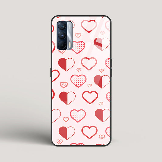 Abstract Heart Pattern - Realme X7 Glass Gripper Case