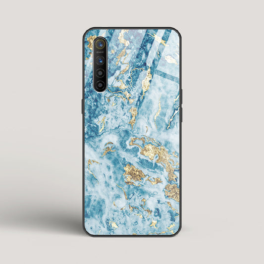 Blue & Gold Marble - Realme XT Glass Case