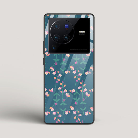 Blue Floral Pattern - vivo X80 Pro Glass Case