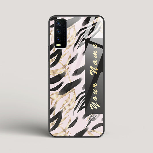 Golden Leaves  Name Edition Gold - Vivo Y20 Glass Case